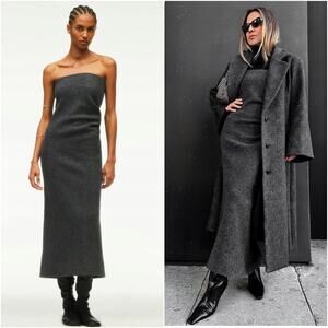 ZARA Wool Strapless Midi Dress Size S